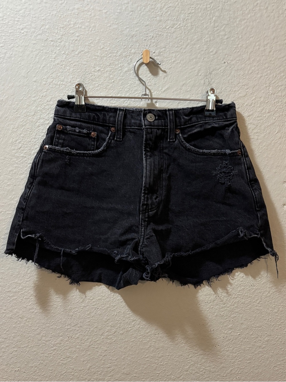 Abercrombie & Fitch Black Distressed Denim Jean Shorts